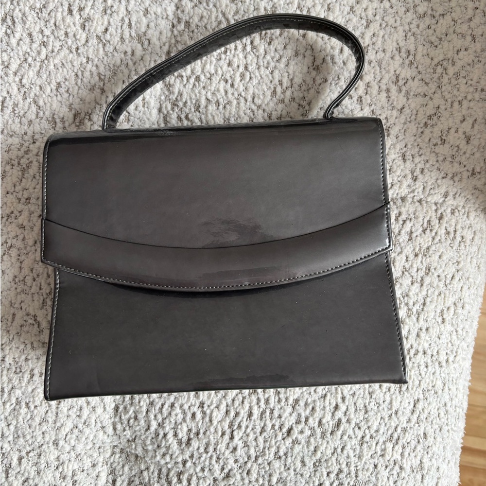 Vintage Grand Prix Grey Patent Handbag
